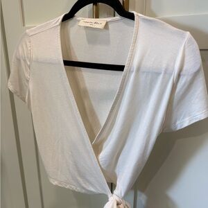 American Threads Cream Wrap Blouse